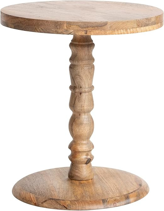 Creative Co-Op Hand Carved Sculptural Wood, Natural Side Table | Amazon (US)