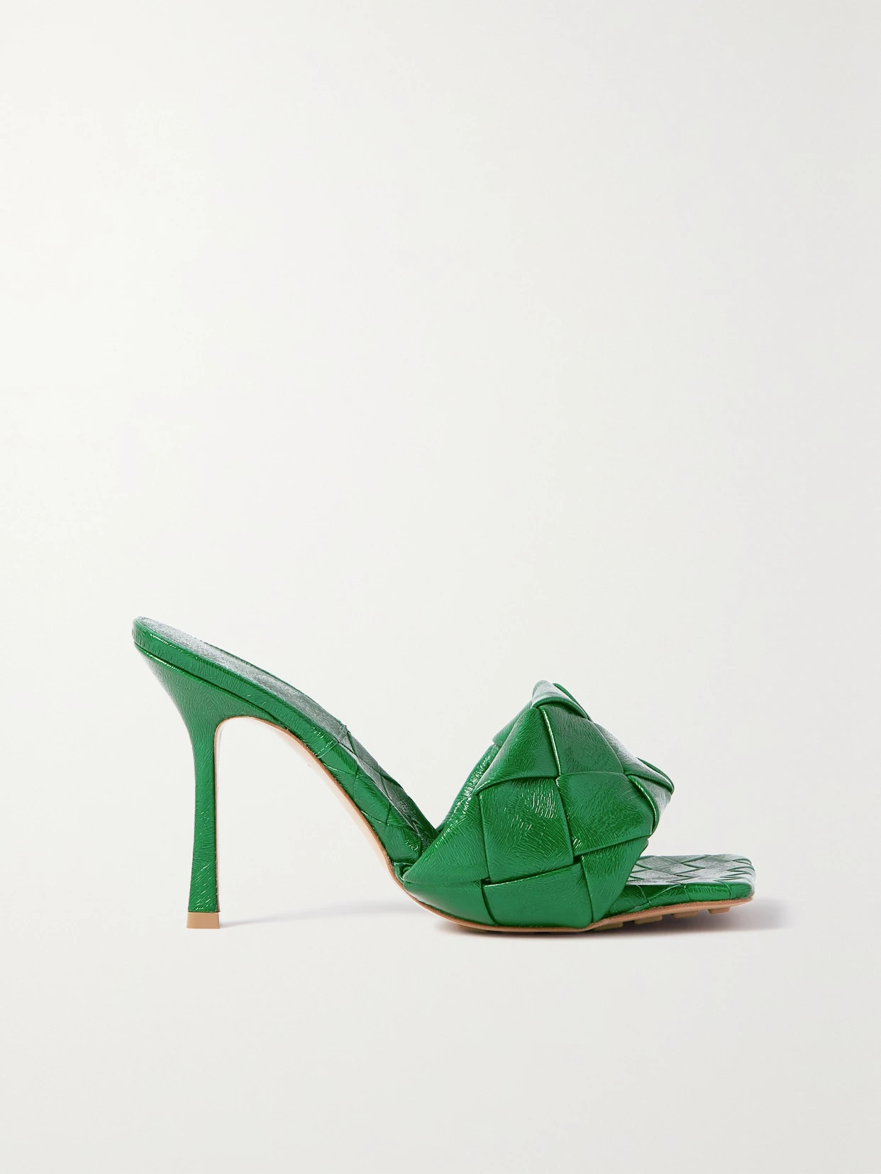 Bottega Veneta - Lido Glossed-leather Mules - Green | NET-A-PORTER (US)
