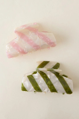 Stripe Resin Hair Claw Clips, Set of 2 | Anthropologie (UK)