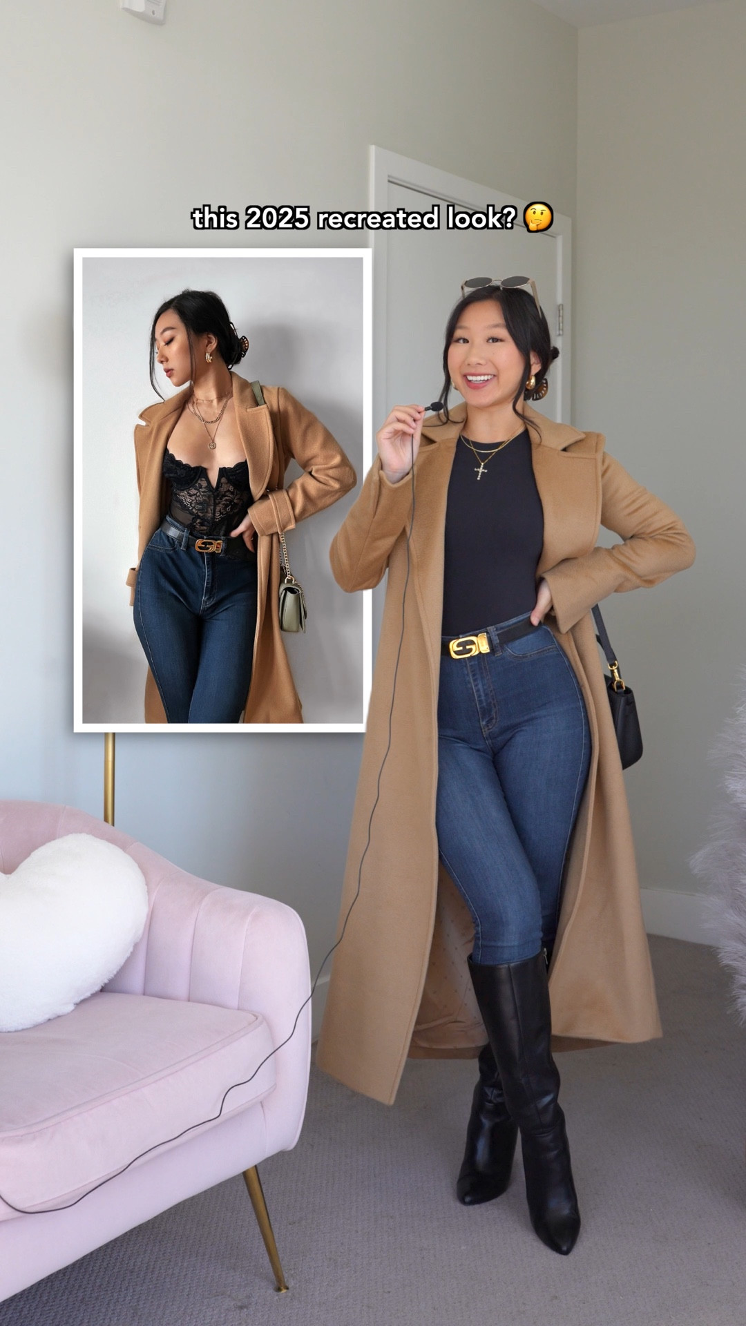 Black High Neck Bodysuit: size XS
Skinny Jeans: Fashionnova “Classic High Waist Skinny Jeans - Dark Denim,” size 0 (can’t link), linking similar pieces
Black Knee High Boots: true to size
Wool Coat: size 38

How to style, skinny jeans, GRWM, ootd, style tips, outfit ideas, fall fashion 

#LTKSeasonal #LTKFindsUnder50 #LTKStyleTip