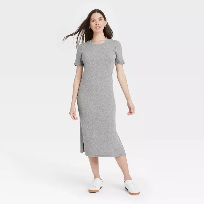 Women's Short Sleeve Rib Knit T-Shirt Dress - A New Day™ | Target