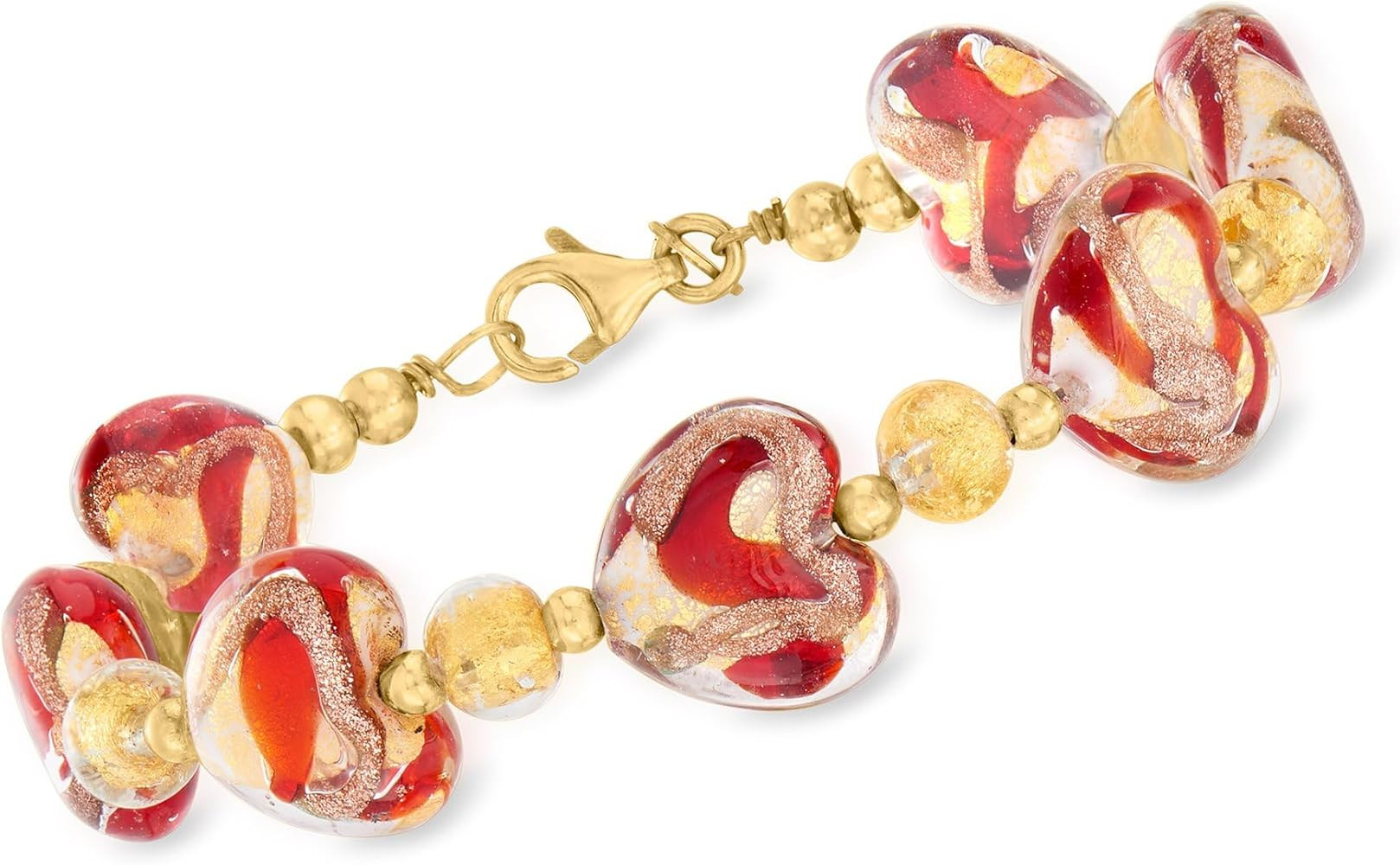 Ross-Simons Italian Murano Glass Heart Bracelet With 18kt Gold Over Sterling. 7 inches | Amazon (US)