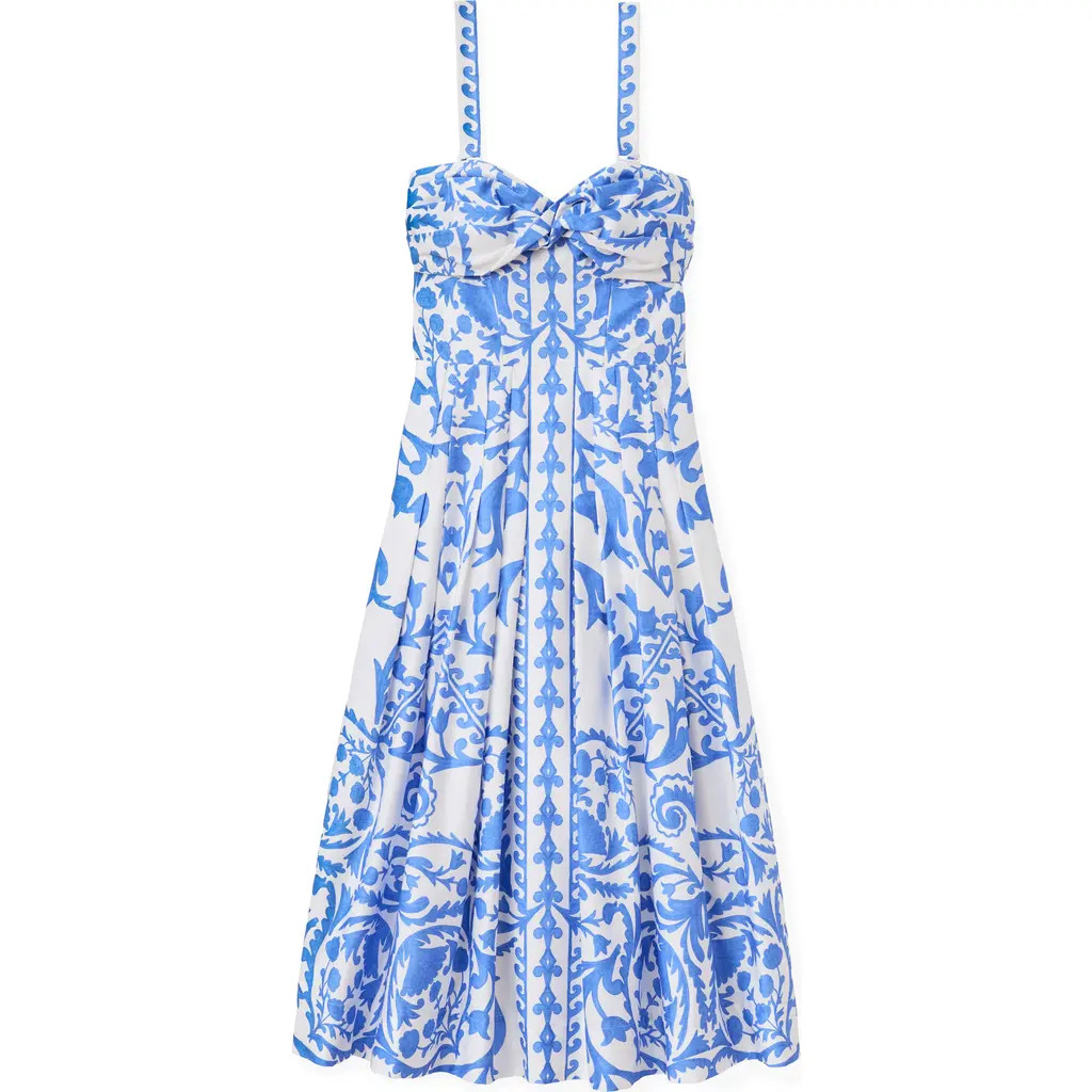Cartolina Ingrid Printed Midi Dress in Provence Blue at Nordstrom, Size 14 | Nordstrom