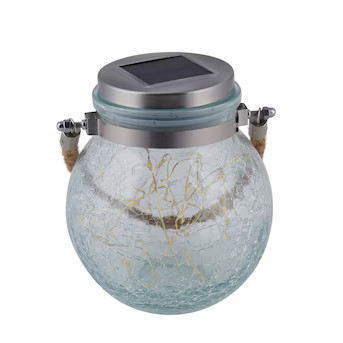 allen + roth 5-in x 5.7-in Black Glass Solar Outdoor Decorative Lantern | Lowe's