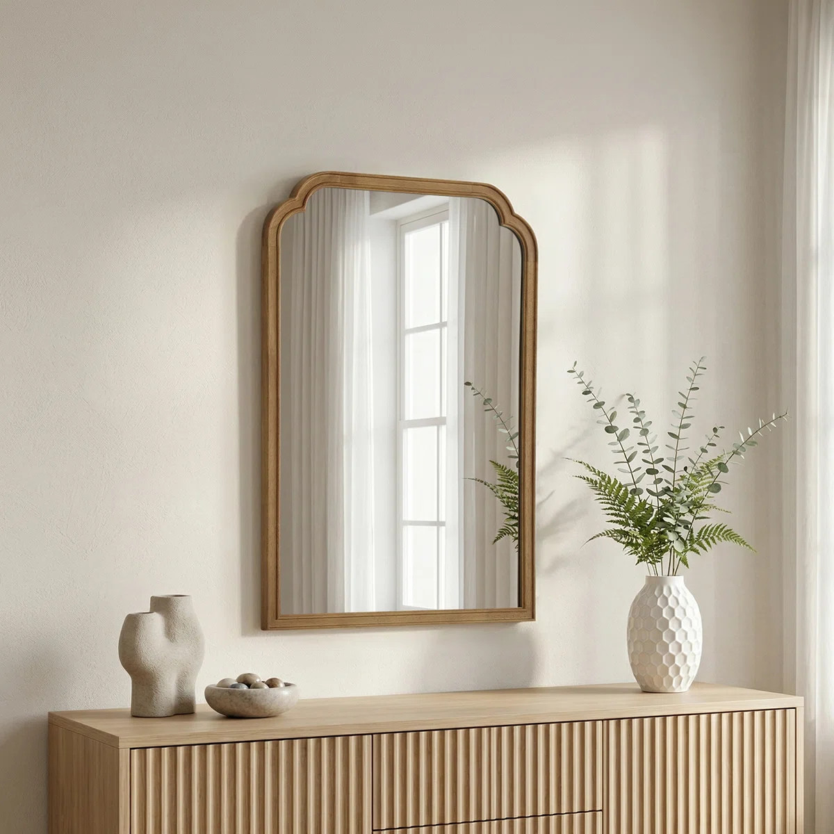 Ancalin Solid Wood Arched Wall Mirror | Wayfair North America