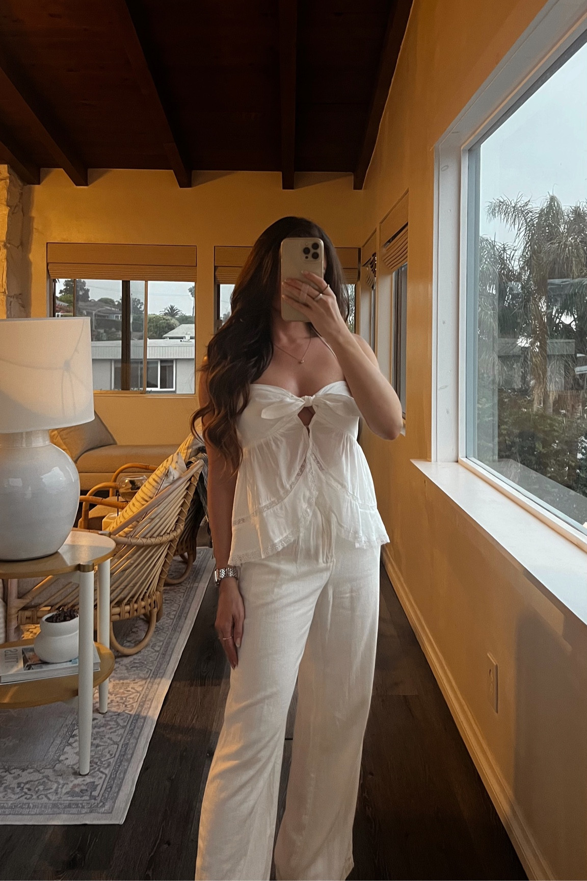 Summer date night outfit - white summer top (0), white linen pants (xs short) 

Vacation outfit, all white outfit, dinner outfit, going out outfit, Sofia Richie style, European summer style 

#LTKunder100 #LTKtravel #LTKFind