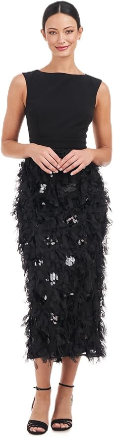 JS Collections Womens Brandi Ruffle Tea Length Dress | Amazon (US)