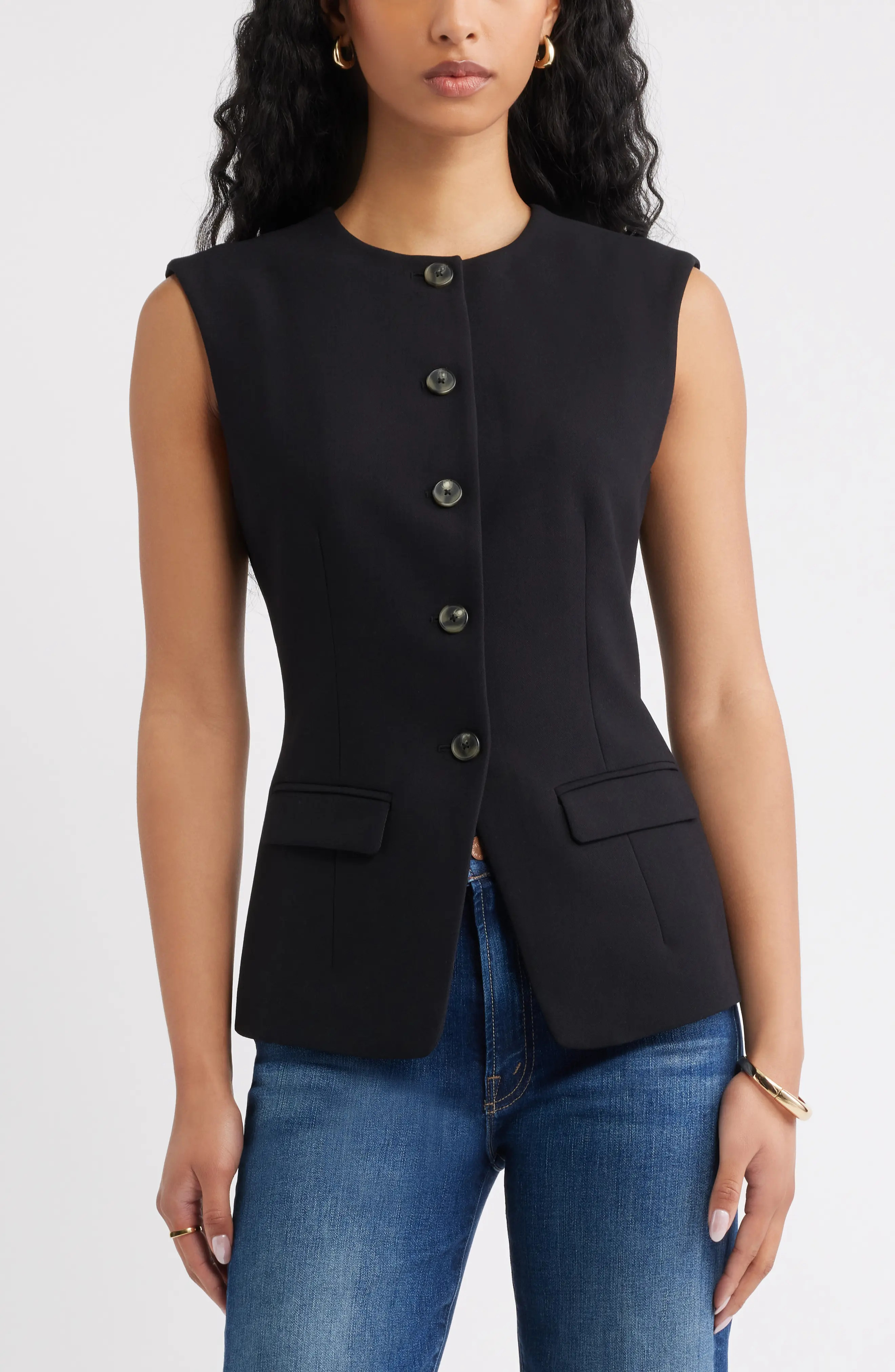 Open Edit Icon Twill Crewneck Vest (Women) | Nordstrom | Nordstrom