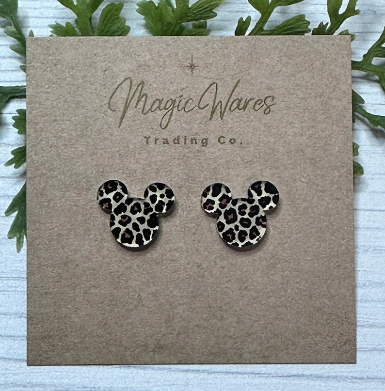 Leopard Stud Laser Cut Crystal Acrylic Earrings Pierced Earlobe Hypoallergenic Post Back, Animal ... | Etsy (US)