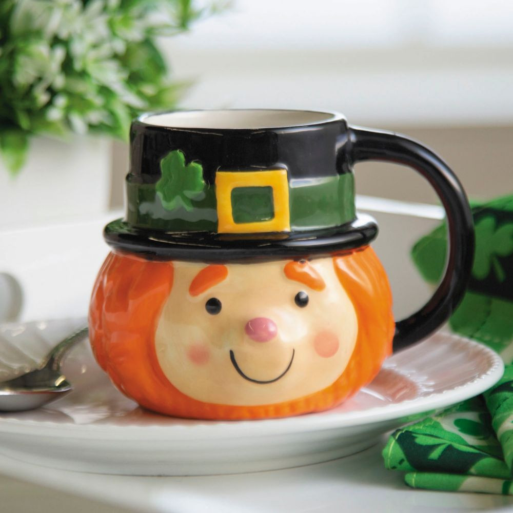 3 3/4"" x 3 1/2"" 12 oz. St. Patrick's Day Leprechaun Resuable Ceramic Mugs - 4 Pc. | Oriental Trading Company