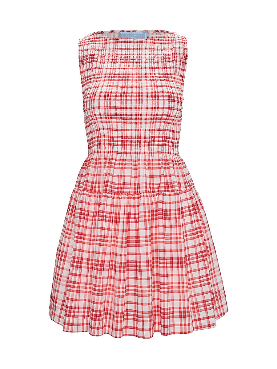 Women's The Cosima Mini Nap Dress - Cherry Watercolor Gingham - Size Large | Saks Fifth Avenue