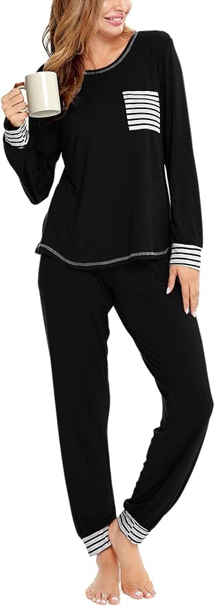 SWOMOG Women’s Pajamas Set Long Sleeve Sleepwear with Pants 2 Pieces Cozy Modal Loungewear Pj S... | Amazon (US)