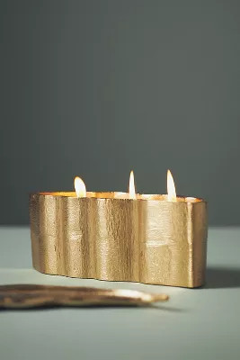 Florence Leaf Woody Violet Cypress Metal Candle | Anthropologie (US)