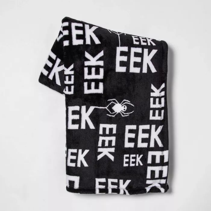 &#39;Eek Spider&#39; Halloween Throw Blanket White/Black - Hyde &#38; EEK! Boutique&#8482; | Target