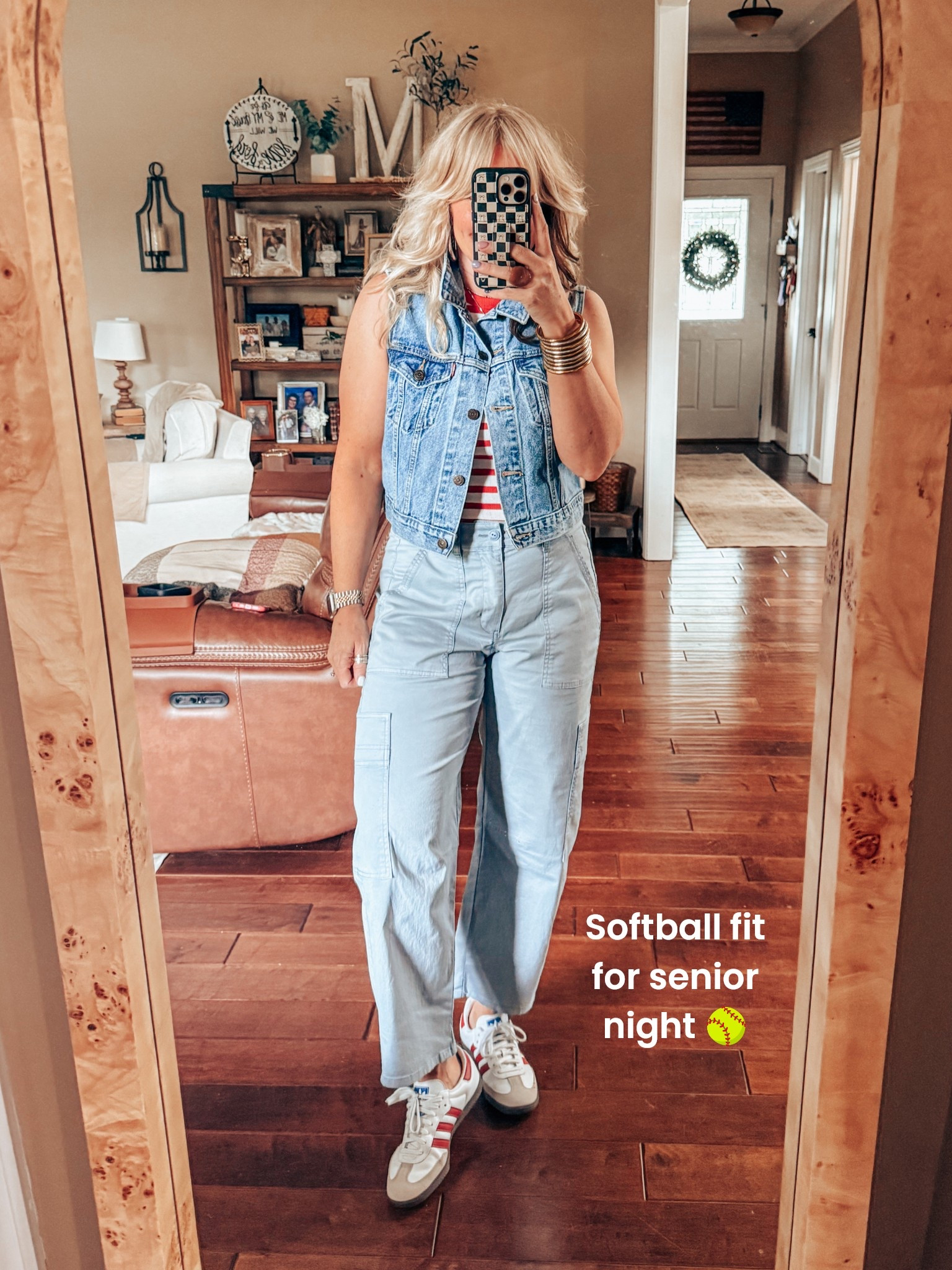 My softball fit for senior night 🥎
Denim vest - M
Striped tank - small 
Pants - size 8 
Adidas - sized down (they run big) 


#LTKOver40 #LTKStyleTip #LTKFindsUnder50