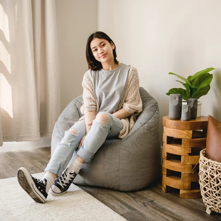 Big Joe Joey Bean Bag Chair, Plush, Kids/Teens, 2.5ft, Gray | Walmart (US)