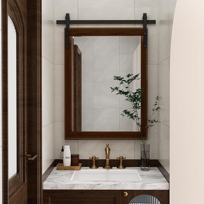 ROOMTEC Farmhouse Mirror 22×30 inch Framed Bathroom Mirror Rustic Wall Mirror for Bathroom, Entr... | Amazon (US)