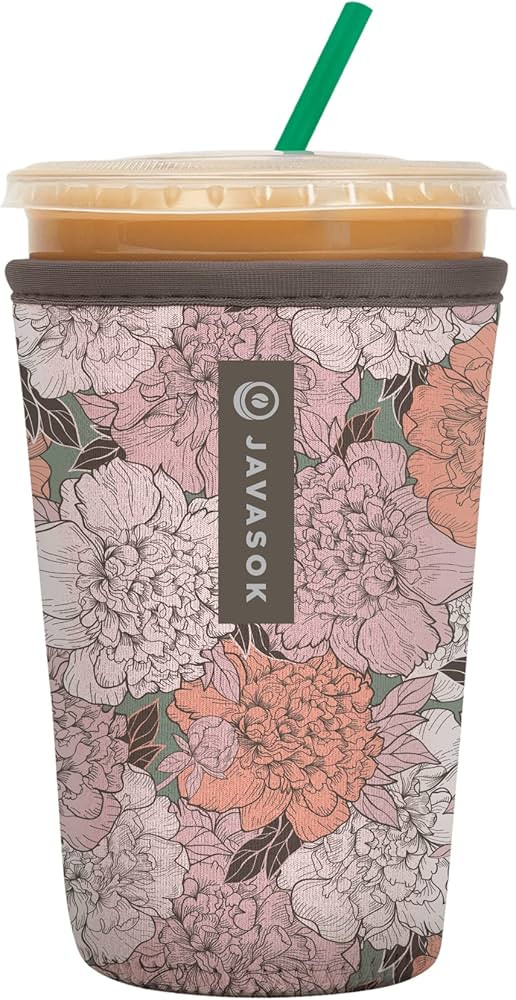 Sok It JavaSok Iced Coffee & Cold Soda Insulated Neoprene Cup Sleeve (Carnations, Medium: 22-28oz... | Amazon (US)