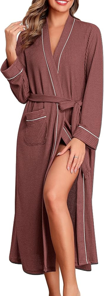 Ekouaer Robes for Women Lightweight Knit Waffle Bathrobe Full Length Kimono Casual Ladies Loungew... | Amazon (US)