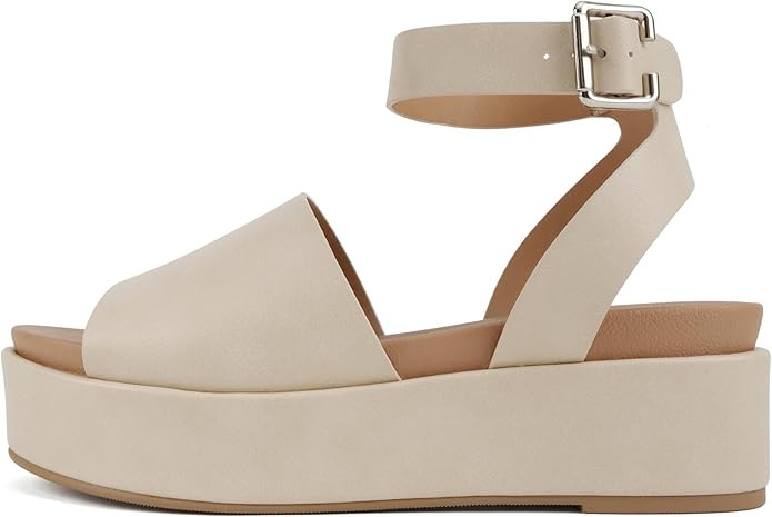 Soda “Magic” ~ Women Round Toe Single Band Platform Sandal with Adjustable Ankle Strap | Amazon (US)