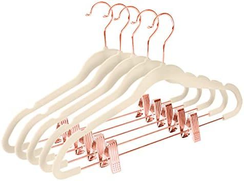 Premium Velvet Pants Hangers with Clips (Pack of 20) Slim Skirt Hangers- Non Slip Felt Outfit Dress  | Amazon (US)