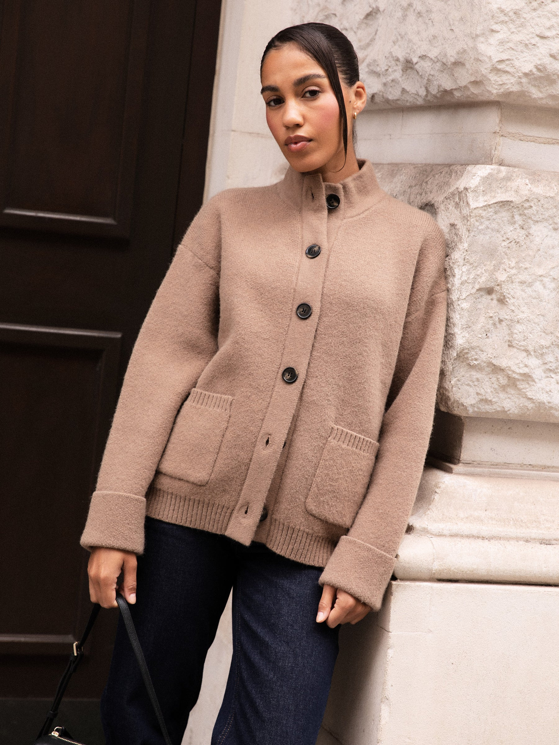 Leighton High Neck Knit Cardigan | Pretty Lavish (UK)