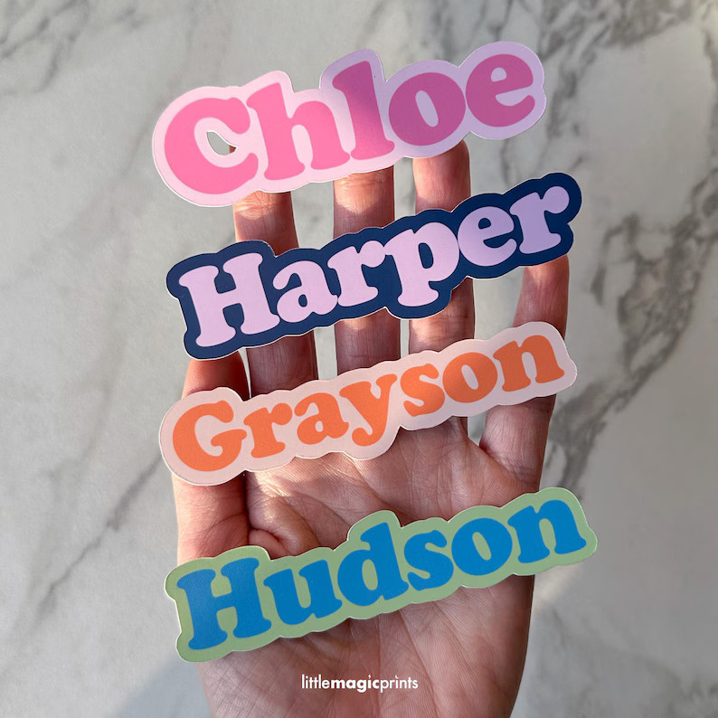 Custom Name Stickers, Kids Name Stickers, Personalized Name Stickers, Kids Labels, Bubble Letter ... | Etsy (US)
