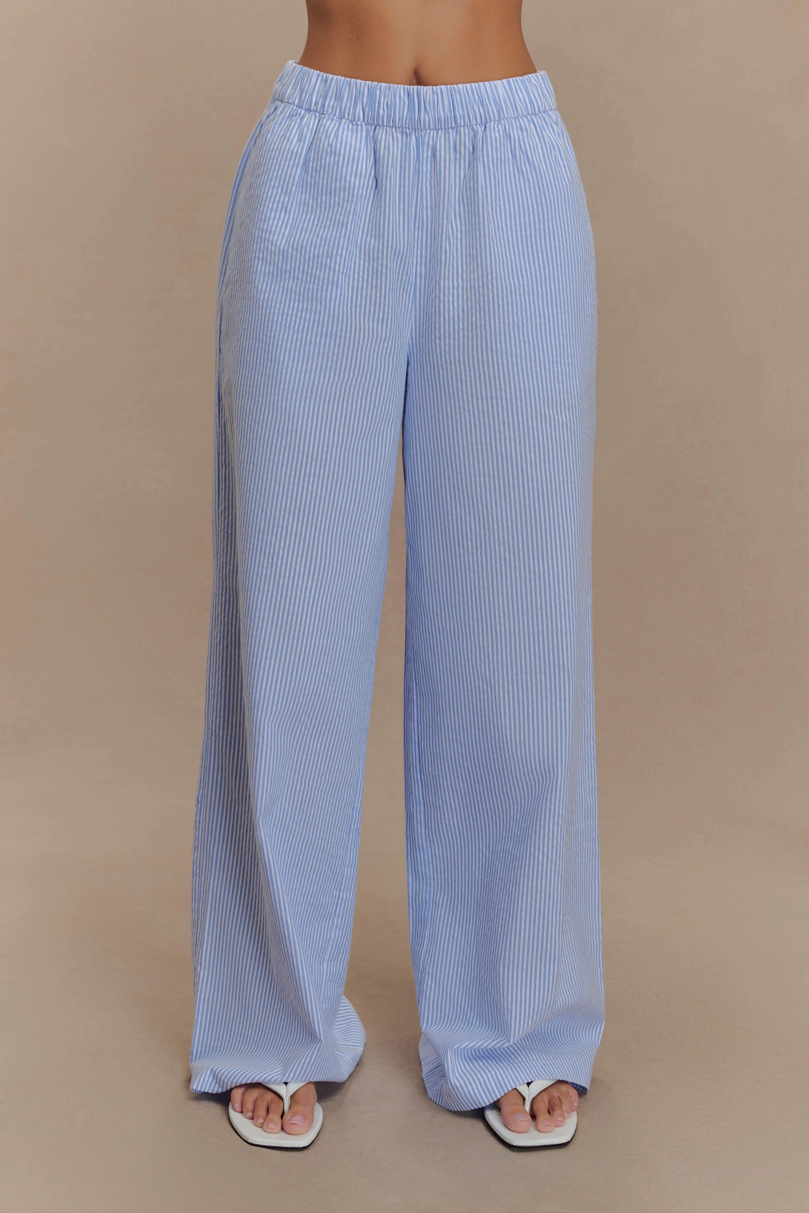 Wide Leg Pants - Blue Pinstripe | MESHKI US