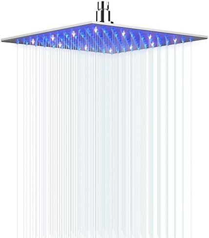 LED Shower Head Hongtoo Hydroelectric Power 12 Inch Square Shower Head Made of 304 Stainless Stee... | Amazon (US)