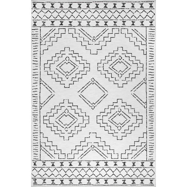 nuLOOM Noa Machine Washable Tribal Moroccan Accent Rug, 3' x 5', White | Walmart (US)