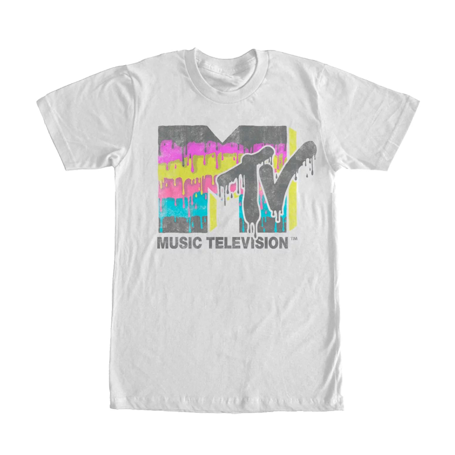 Men's MTV Retro Logo Drip  Graphic Tee White Large | Walmart (US)