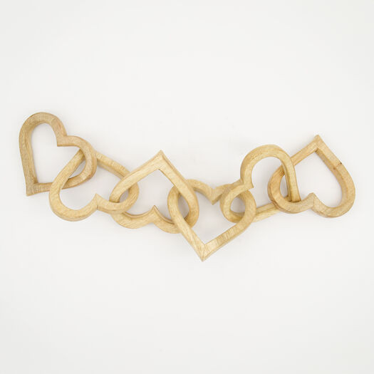Wooden Heart Chain 12x50cm | TK Maxx