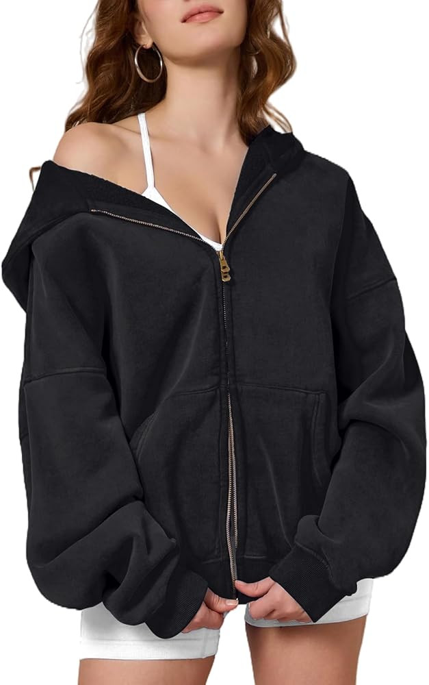 Dnzzs Womens Zip Up Hoodie Oversized Acid Wash Sweatshirts Heavyweight Fall Fashion Outfits Casua... | Amazon (US)