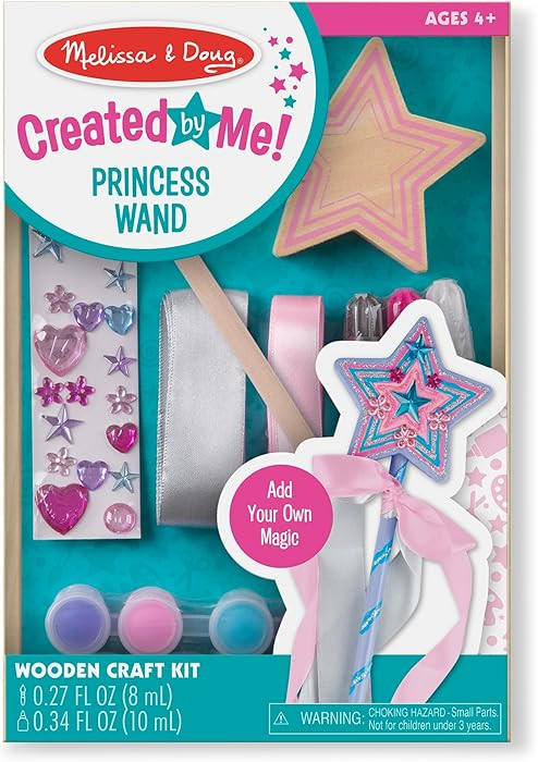 Melissa & Doug Created by Me! Wooden Princess Wand, Arts & Crafts Kit with Paint, Glitter Sticker... | Amazon (US)