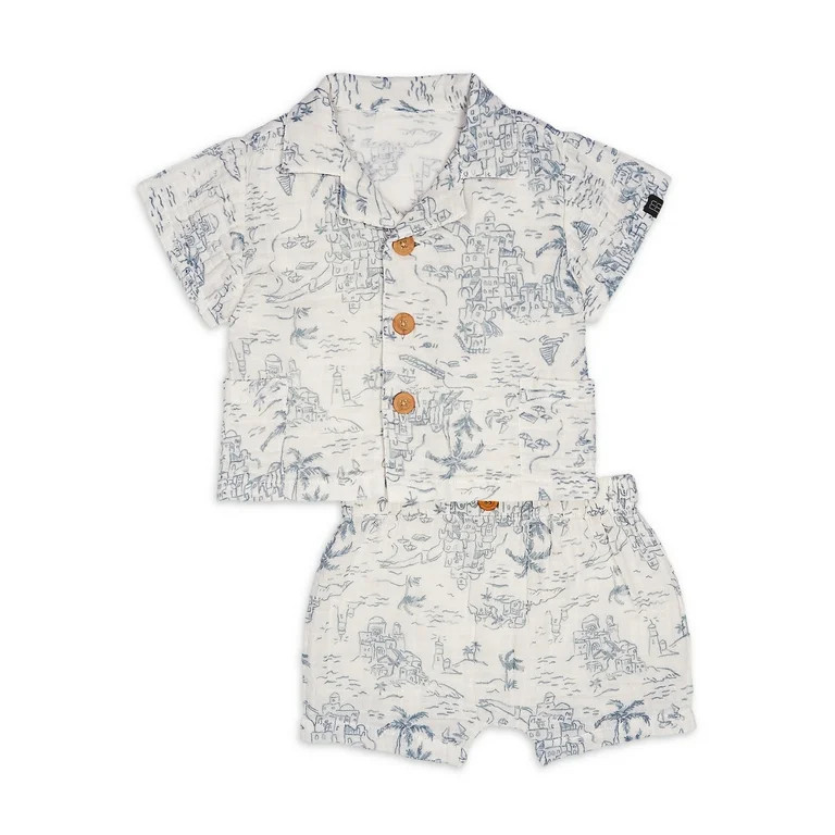 Modern Moments by Gerber Baby Boy Shirt and Short Outfit Set, Sizes 0/3 Months - 24 Months | Walmart (US)