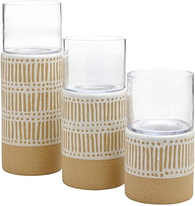 Amazon Brand – Stone & Beam Emerick Rustic Cylinder Hurricane Decor with Glass Vase Holder - Se... | Amazon (US)