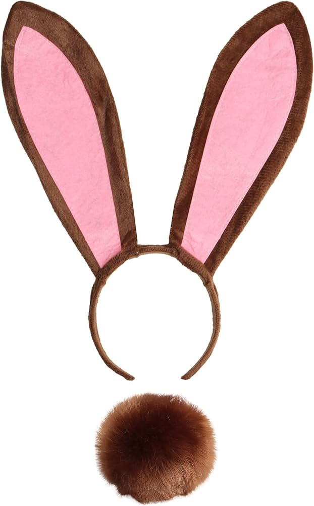 Bunny Ears and tail Set, Plush Easter Rabbit Ears Headband Tail Bunny Halloween Cosplay Costume A... | Amazon (US)