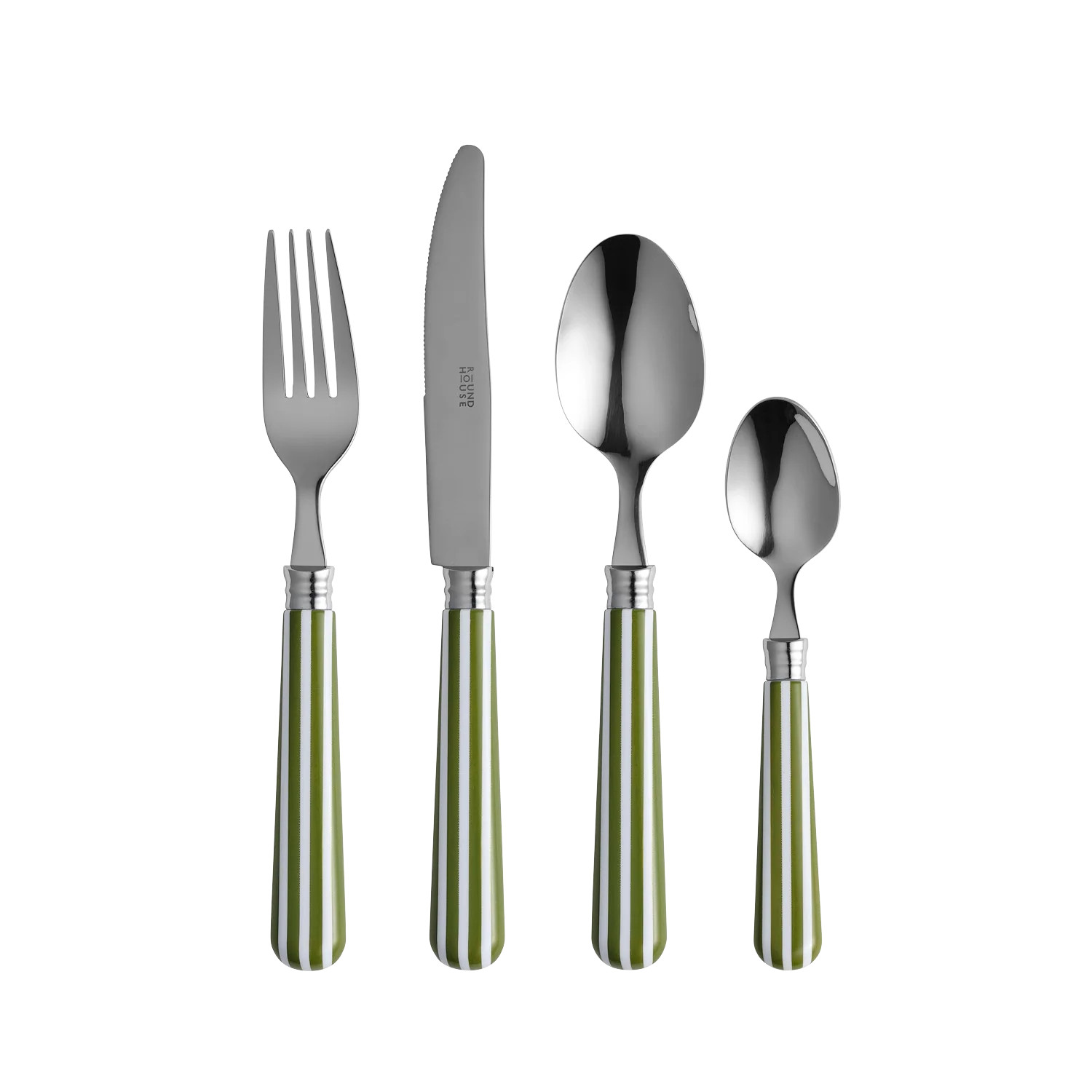 Green and White Stripe Cutlery | In The Roundhouse