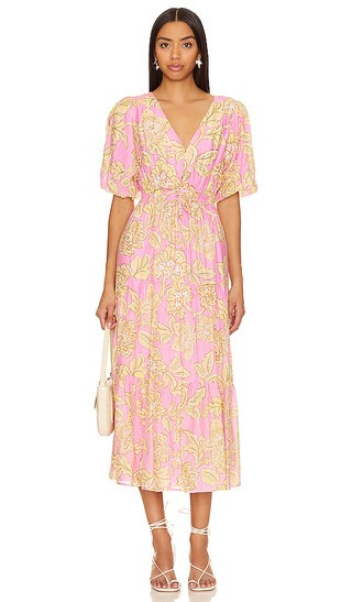 Laurelle Midi Dress in Pink Floral | Revolve Clothing (Global)