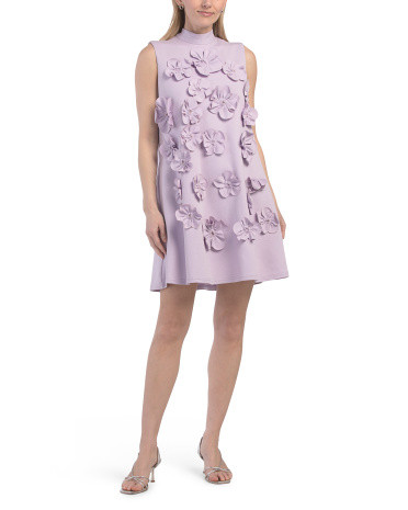 Sleeveless Mock Neck 3d Floral Mini Dress | TJ Maxx