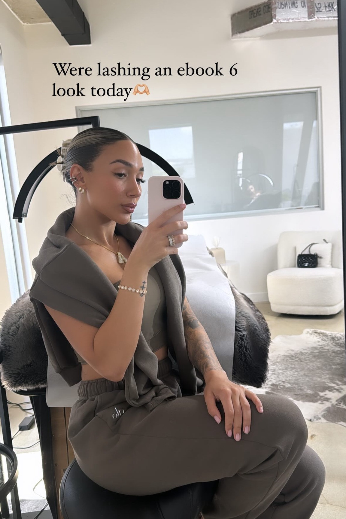 I guess they discontinued the olive crew neck & sweat pants in Olive but I would do  the espresso brown option:) 