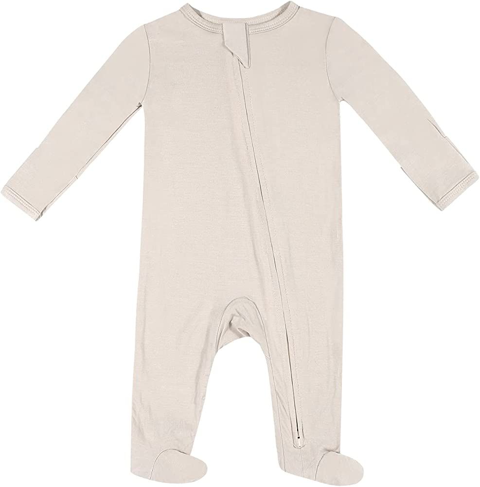 TWINOR Baby Footed Pajamas with Mittens, Soft Bamboo Viscose One-Piece Romper for Newborn Infant | Amazon (US)