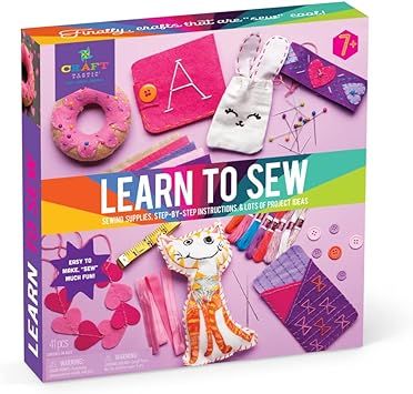 Craft-tastic Learn to Sew Kit – 7 Fun Projects and Reusable Materials to Teach Basic Sewing Sti... | Amazon (US)