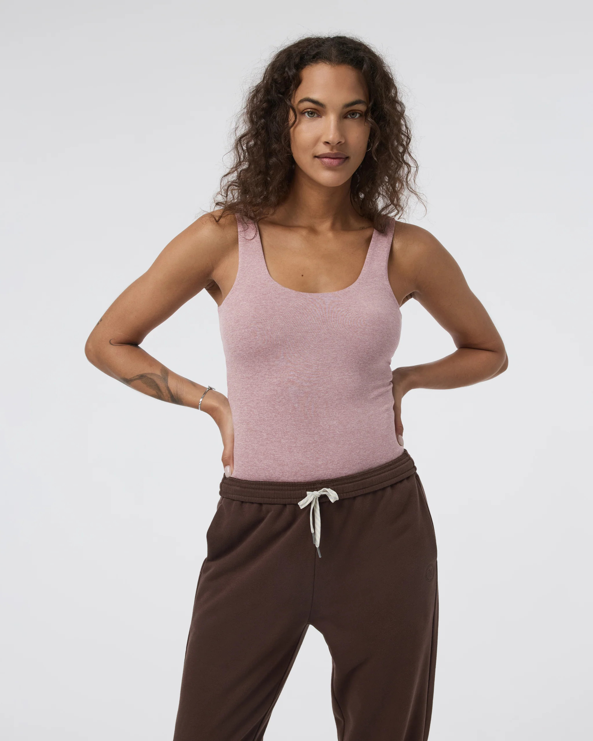 Sleeveless Halo Bodysuit | Zion Rose Heather | Vuori | Vuori Clothing (US & Canada)