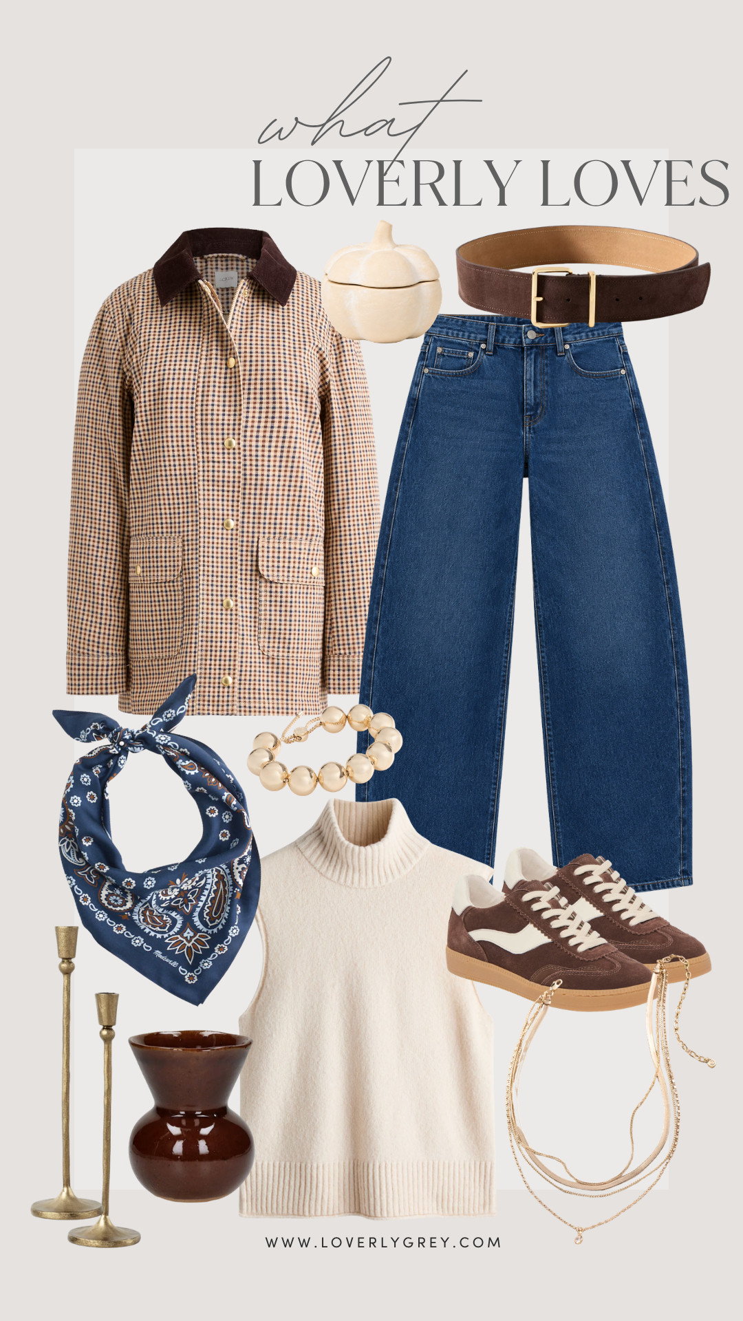 That plaid barn jacket is so good 😍 I have those barrel jeans in another wash, and they are a great pair of denim! Love these fall finds!

Loverly Grey, fall jacket, barn jacket, fall outfit, plaid barn jacket, barrel jeans, sleeveless sweater, fall accessories 

 #LTKSeasonal