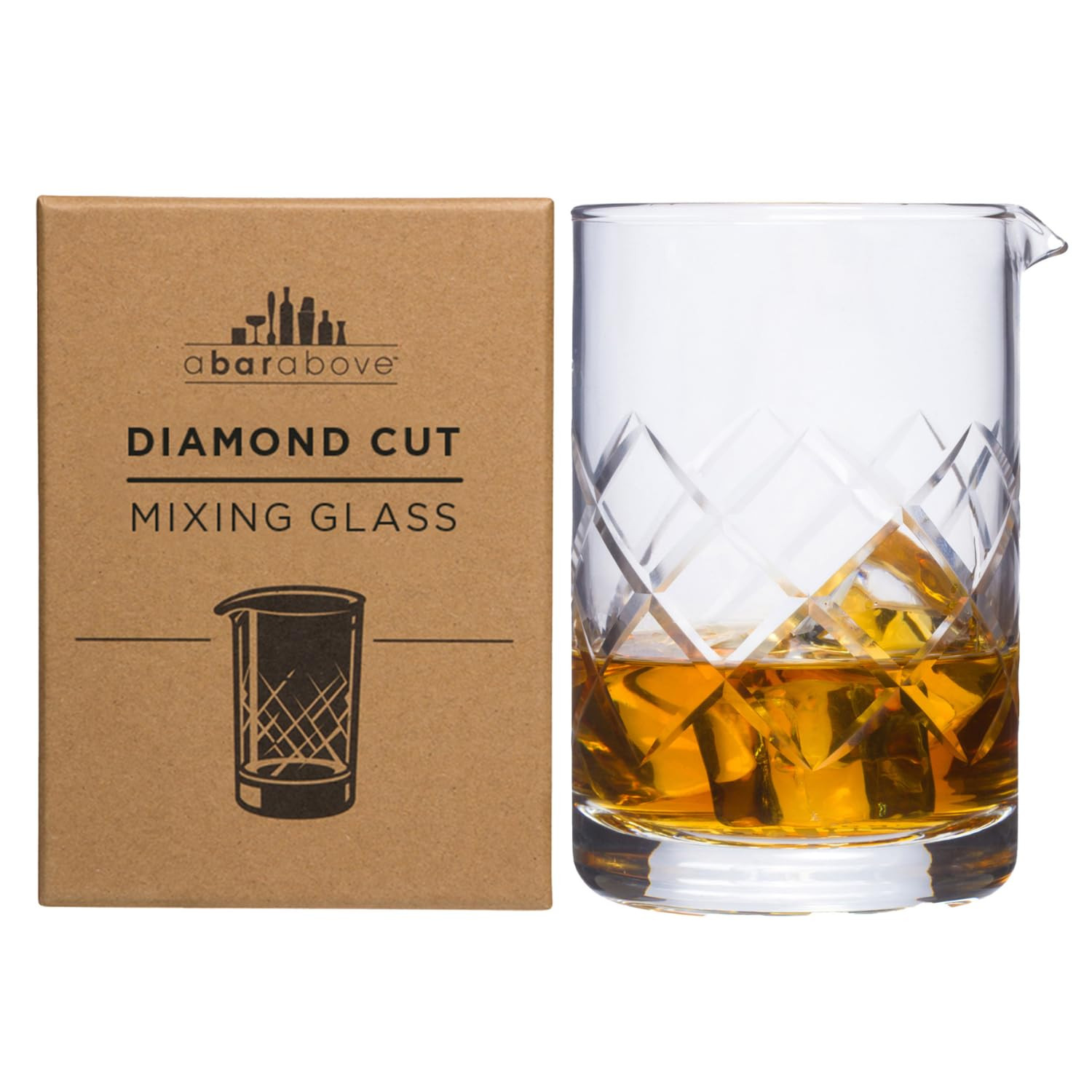 A Bar Above Diamond Cut Cocktail Mixing Glass, Thick Sturdy Glass Beaker, to Mix and Stir Cocktai... | Amazon (US)