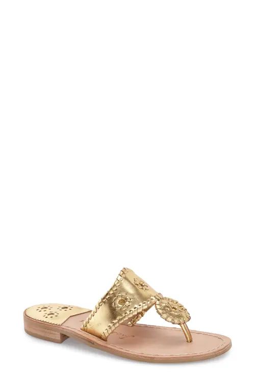 Jack Rogers Jacks Flip Flop in Gold Leather at Nordstrom, Size 8.5 | Nordstrom