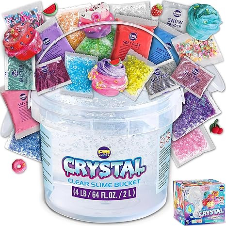 4 LB Huge Glassy Clear Slime Bucket Toy for Kids, FunKidz 64 FL OZ Premade Big Crystal Slime Pack... | Amazon (US)