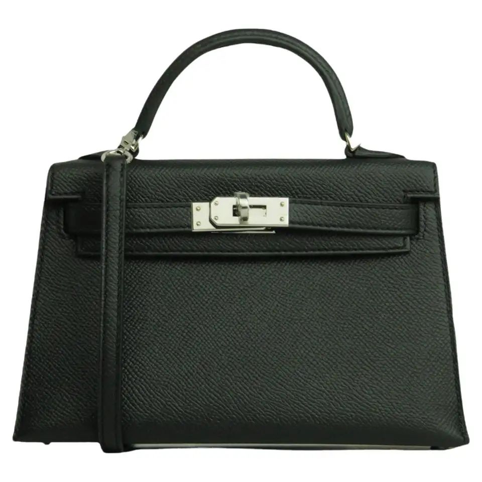 Hermes Noir Epsom Cuir 20cm Mini Kelly Sellier Crossbody Bag PHW | 1stDibs