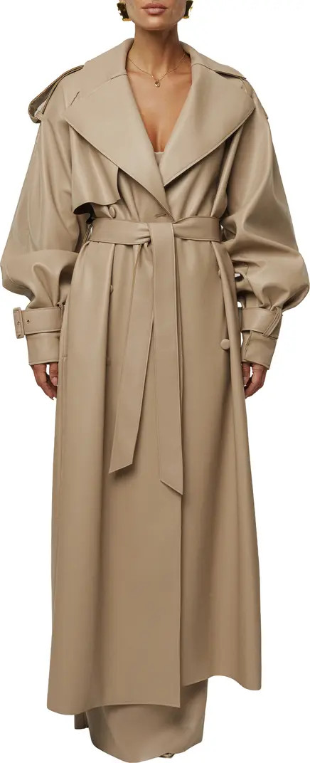 JLUXLABEL Icon Double Breasted Faux Leather Trench Coat | Nordstrom | Nordstrom